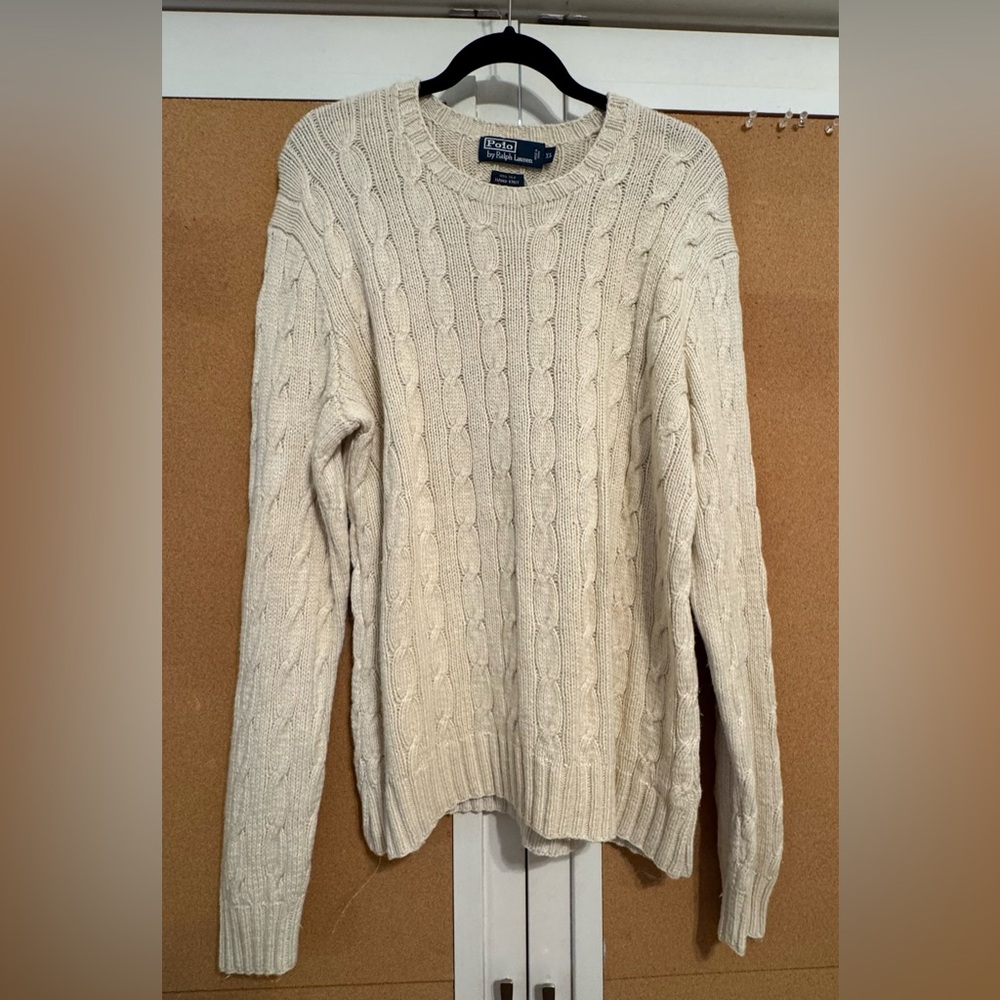 Vintage Ralph Lauren Men's 100% Silk Cable Knit Sweater
